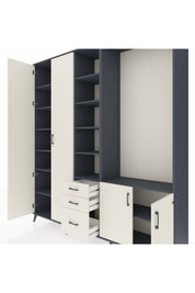 Hyperion Dolap 13 Raflı 3 Çekmeceli 4 Kapaklı 220x44x243 Antrasit-Aytaşı/Aytaşı