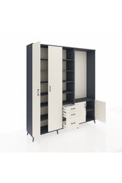 Hyperion Dolap 13 Raflı 3 Çekmeceli 4 Kapaklı 220x44x243 Antrasit-Aytaşı/Aytaşı