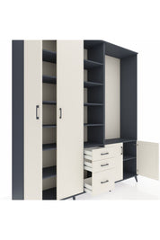 Hyperion Dolap 13 Raflı 3 Çekmeceli 4 Kapaklı 220x44x243 Antrasit-Aytaşı/Aytaşı