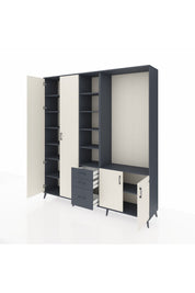 Hyperion Dolap 13 Raflı 3 Çekmeceli 4 Kapaklı 220x44x243 Antrasit-Aytaşı/Antrasit