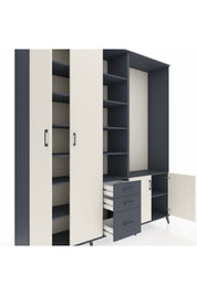 Hyperion Dolap 13 Raflı 3 Çekmeceli 4 Kapaklı 220x44x243 Antrasit-Aytaşı/Antrasit