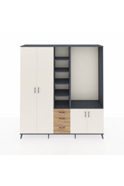 Hyperion Dolap 13 Raflı 3 Çekmeceli 4 Kapaklı 220x44x243 Antrasit-Aytaşı/Çam