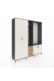 Hyperion Dolap 13 Raflı 3 Çekmeceli 4 Kapaklı 220x44x243 Antrasit-Aytaşı/Çam