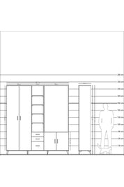 Hyperion Dolap 13 Raflı 3 Çekmeceli 4 Kapaklı 220x44x243 - S553M066V15B