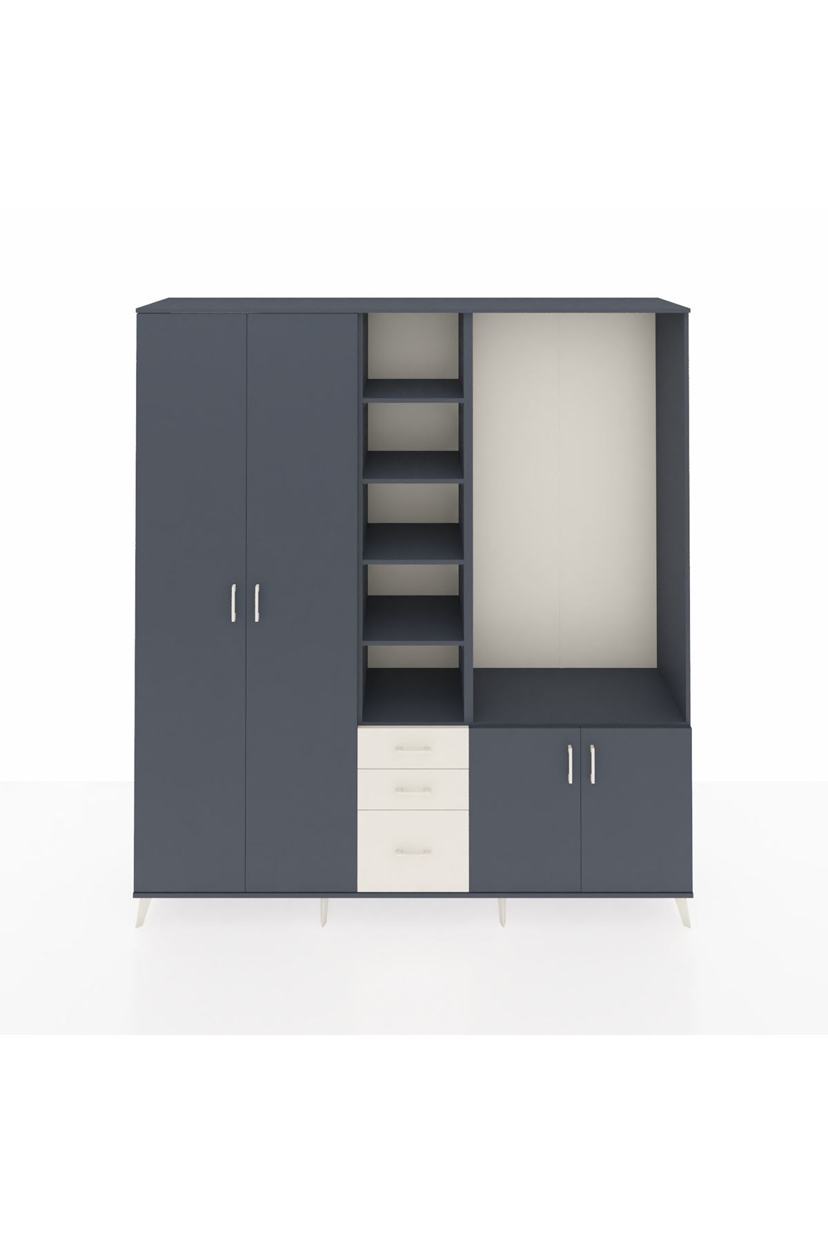 Hyperion Dolap 13 Raflı 3 Çekmeceli 4 Kapaklı 220x44x243 Antrasit-Antrasit/Aytaşı