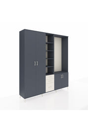 Hyperion Dolap 13 Raflı 3 Çekmeceli 4 Kapaklı 220x44x243 Antrasit-Antrasit/Aytaşı