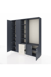 Hyperion Dolap 13 Raflı 3 Çekmeceli 4 Kapaklı 220x44x243 Antrasit-Antrasit/Aytaşı