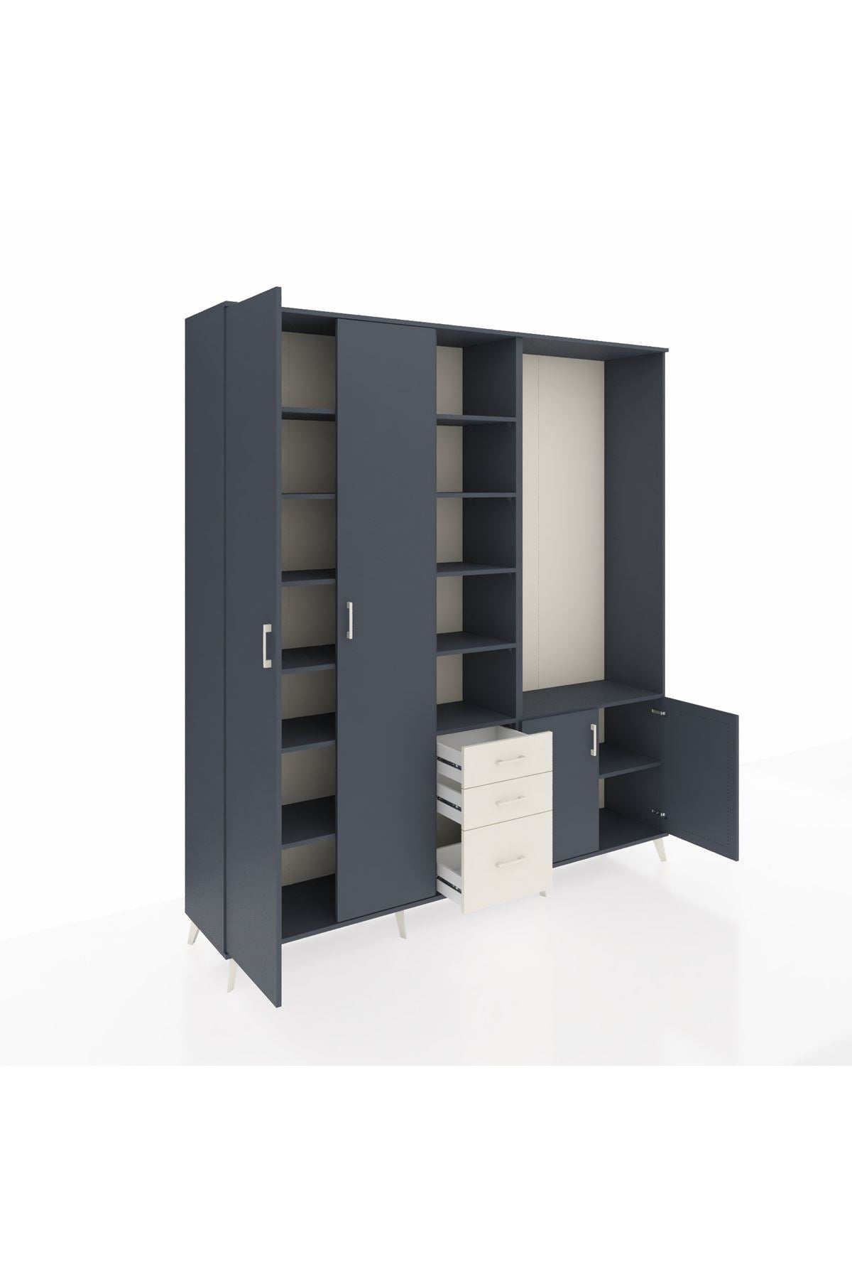 Hyperion Dolap 13 Raflı 3 Çekmeceli 4 Kapaklı 220x44x243 Antrasit-Antrasit/Aytaşı