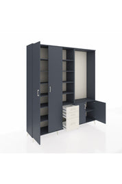 Hyperion Dolap 13 Raflı 3 Çekmeceli 4 Kapaklı 220x44x243 Antrasit-Antrasit/Aytaşı