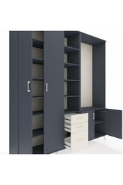 Hyperion Dolap 13 Raflı 3 Çekmeceli 4 Kapaklı 220x44x243 Antrasit-Antrasit/Aytaşı