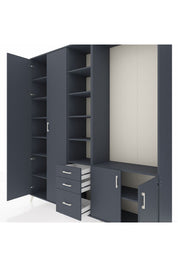 Hyperion Dolap 13 Raflı 3 Çekmeceli 4 Kapaklı 220x44x243 Antrasit-Antrasit/Antrasit