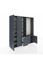 Hyperion Dolap 13 Raflı 3 Çekmeceli 4 Kapaklı 220x44x243 Antrasit-Antrasit/Antrasit