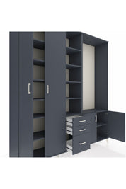 Hyperion Dolap 13 Raflı 3 Çekmeceli 4 Kapaklı 220x44x243 Antrasit-Antrasit/Antrasit