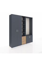 Hyperion Dolap 13 Raflı 3 Çekmeceli 4 Kapaklı 220x44x243 Antrasit-Antrasit/Çam