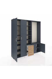 Hyperion Dolap 13 Raflı 3 Çekmeceli 4 Kapaklı 220x44x243 Antrasit-Antrasit/Çam