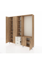 Hyperion Dolap 13 Raflı 3 Çekmeceli 4 Kapaklı 220x44x243 Çam-Çam/Aytaşı