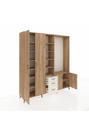 Hyperion Dolap 13 Raflı 3 Çekmeceli 4 Kapaklı 220x44x243 Çam-Çam/Aytaşı