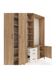 Hyperion Dolap 13 Raflı 3 Çekmeceli 4 Kapaklı 220x44x243 Çam-Çam/Aytaşı