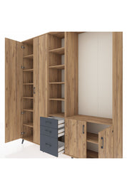 Hyperion Dolap 13 Raflı 3 Çekmeceli 4 Kapaklı 220x44x243 Çam-Çam/Antrasit