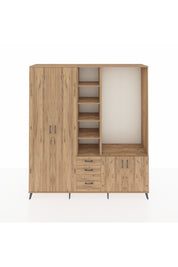 Hyperion Dolap 13 Raflı 3 Çekmeceli 4 Kapaklı 220x44x243 Çam-Çam/Çam