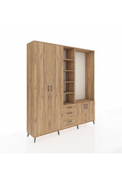 Hyperion Dolap 13 Raflı 3 Çekmeceli 4 Kapaklı 220x44x243 Çam-Çam/Çam