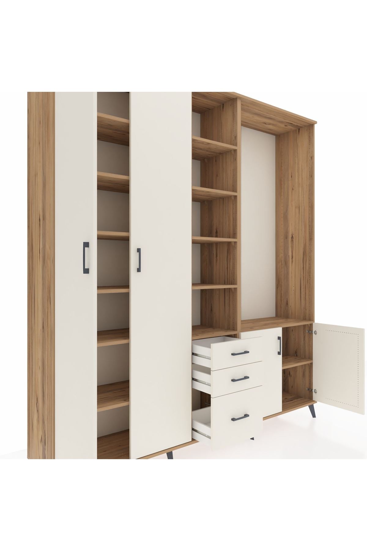 Hyperion Dolap 13 Raflı 3 Çekmeceli 4 Kapaklı 220x44x243 Çam-Aytaşı/Aytaşı