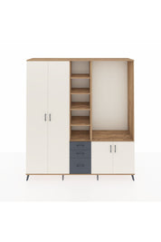 Hyperion Dolap 13 Raflı 3 Çekmeceli 4 Kapaklı 220x44x243 Çam-Aytaşı/Antrasit