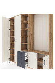 Hyperion Dolap 13 Raflı 3 Çekmeceli 4 Kapaklı 220x44x243 Çam-Aytaşı/Antrasit