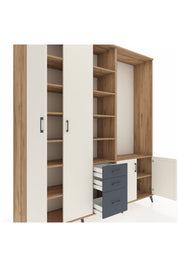 Hyperion Dolap 13 Raflı 3 Çekmeceli 4 Kapaklı 220x44x243 Çam-Aytaşı/Antrasit