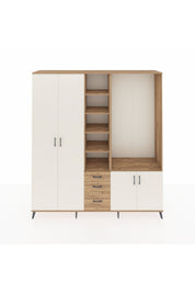Hyperion Dolap 13 Raflı 3 Çekmeceli 4 Kapaklı 220x44x243 Çam-Aytaşı/Çam