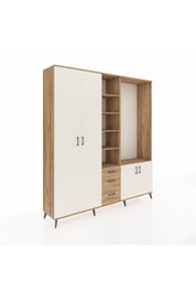 Hyperion Dolap 13 Raflı 3 Çekmeceli 4 Kapaklı 220x44x243 Çam-Aytaşı/Çam