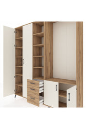 Hyperion Dolap 13 Raflı 3 Çekmeceli 4 Kapaklı 220x44x243 Çam-Aytaşı/Çam