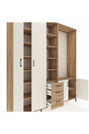 Hyperion Dolap 13 Raflı 3 Çekmeceli 4 Kapaklı 220x44x243 Çam-Aytaşı/Çam