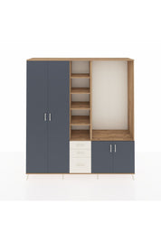 Hyperion Dolap 13 Raflı 3 Çekmeceli 4 Kapaklı 220x44x243 Çam-Antrasit/Aytaşı