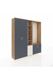 Hyperion Dolap 13 Raflı 3 Çekmeceli 4 Kapaklı 220x44x243 Çam-Antrasit/Aytaşı