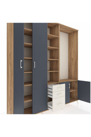 Hyperion Dolap 13 Raflı 3 Çekmeceli 4 Kapaklı 220x44x243 Çam-Antrasit/Aytaşı