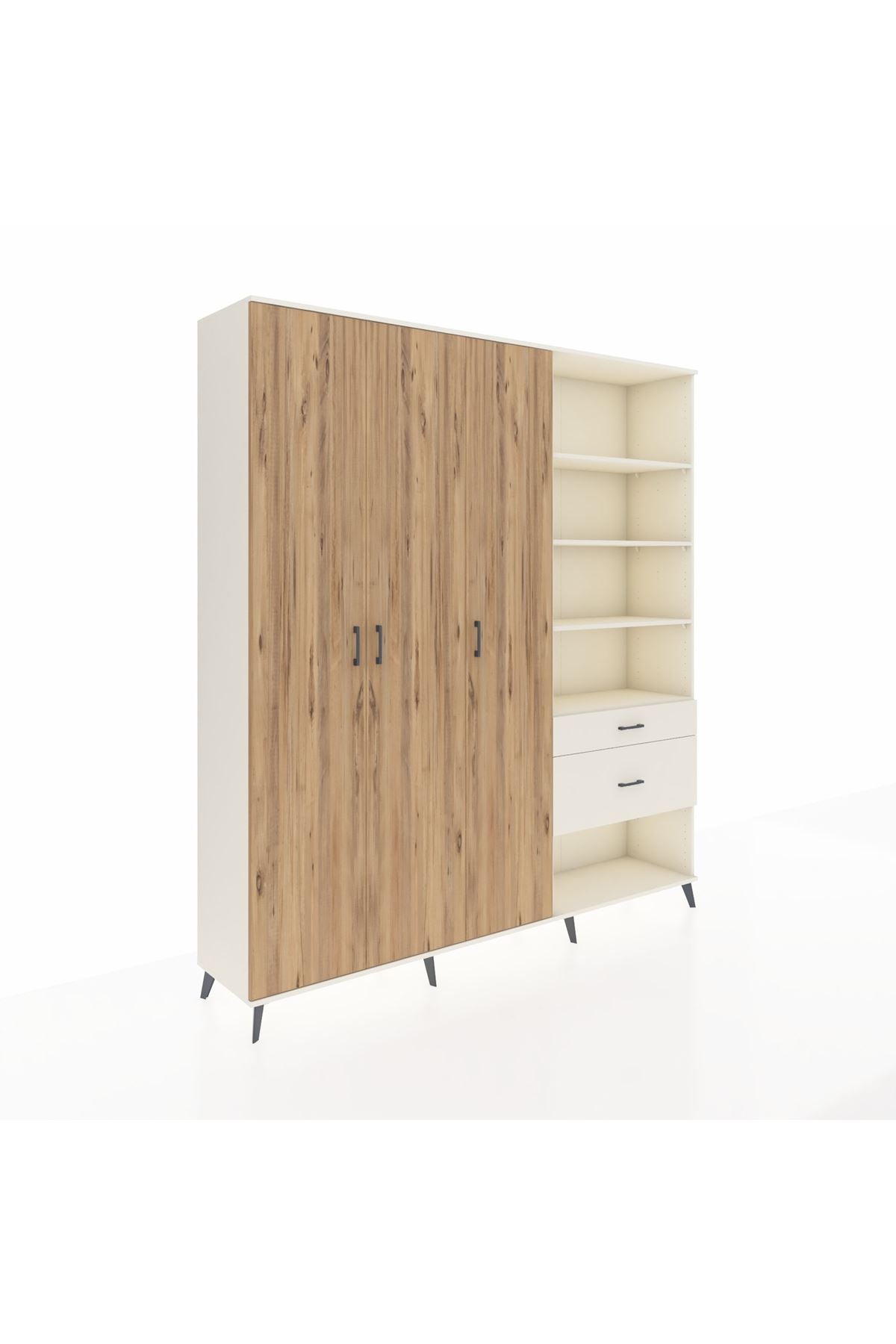 Hyperion Dolap 16 Raflı 2 Çekmeceli 3 Kapaklı 220x44x243 Aytaşı-Çam/Aytaşı