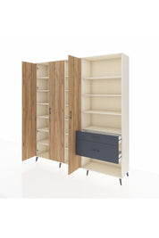 Hyperion Dolap 16 Raflı 2 Çekmeceli 3 Kapaklı 220x44x243 Aytaşı-Çam/Antrasit