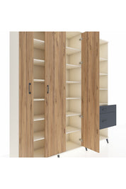 Hyperion Dolap 16 Raflı 2 Çekmeceli 3 Kapaklı 220x44x243 Aytaşı-Çam/Antrasit