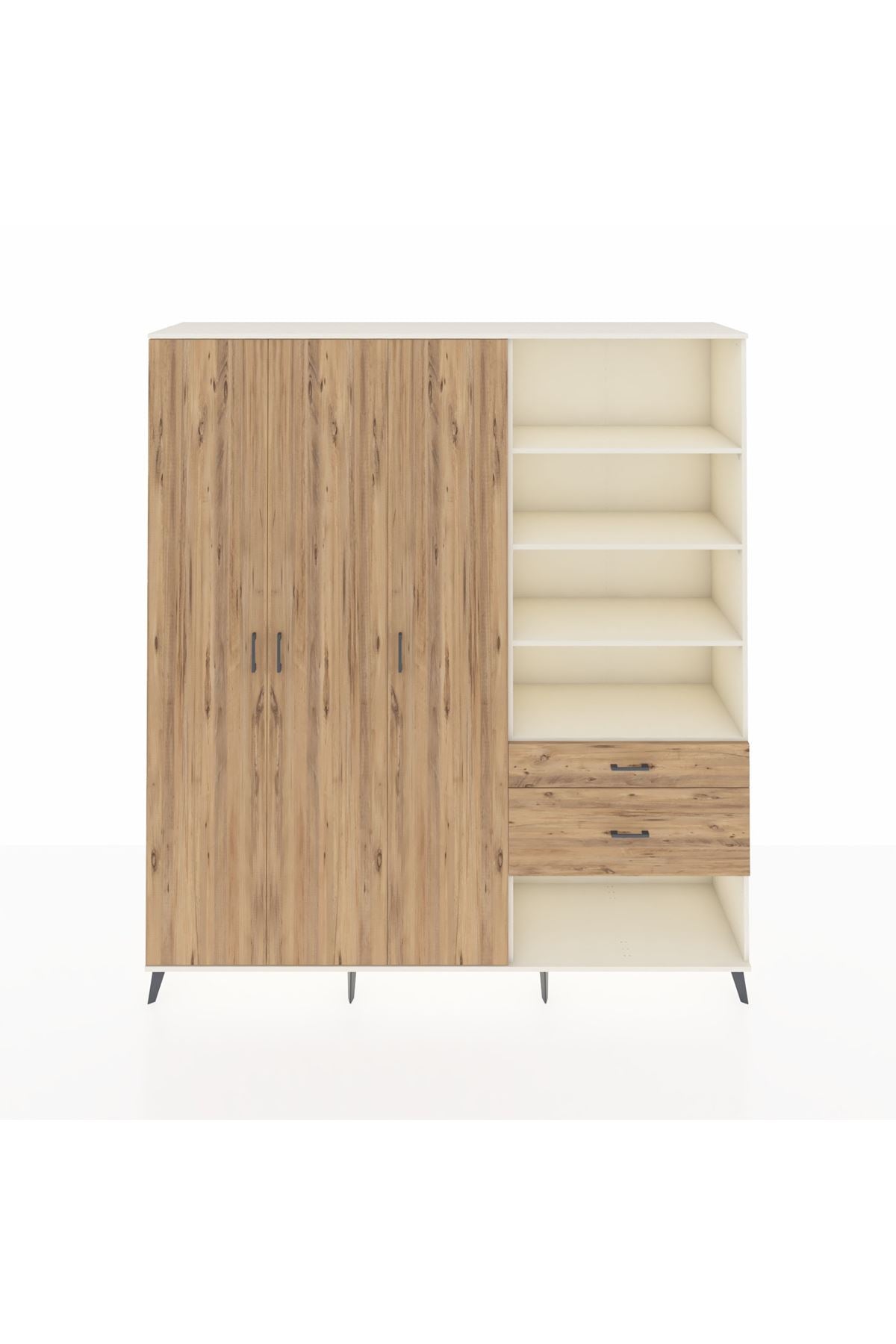 Hyperion Dolap 16 Raflı 2 Çekmeceli 3 Kapaklı 220x44x243 Aytaşı-Çam/Çam