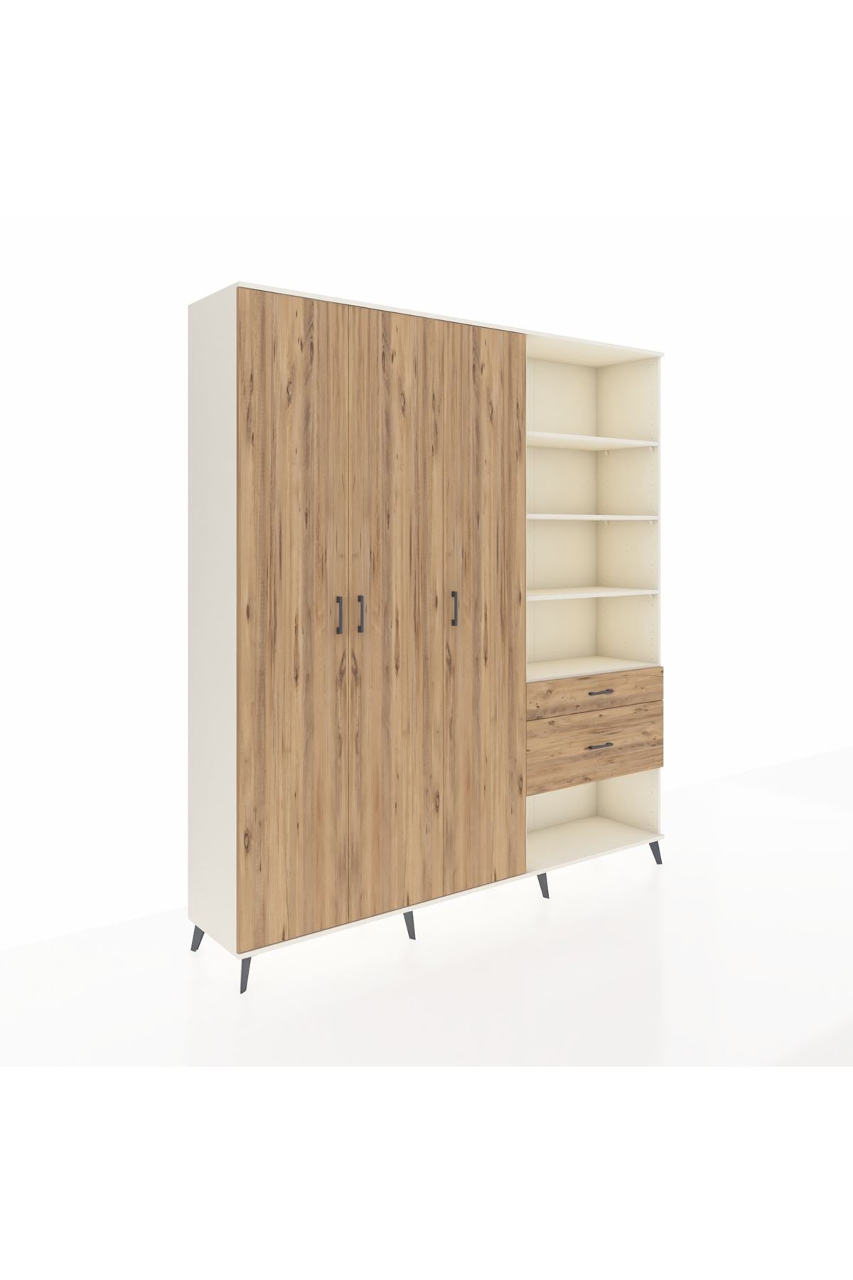 Hyperion Dolap 16 Raflı 2 Çekmeceli 3 Kapaklı 220x44x243 Aytaşı-Çam/Çam