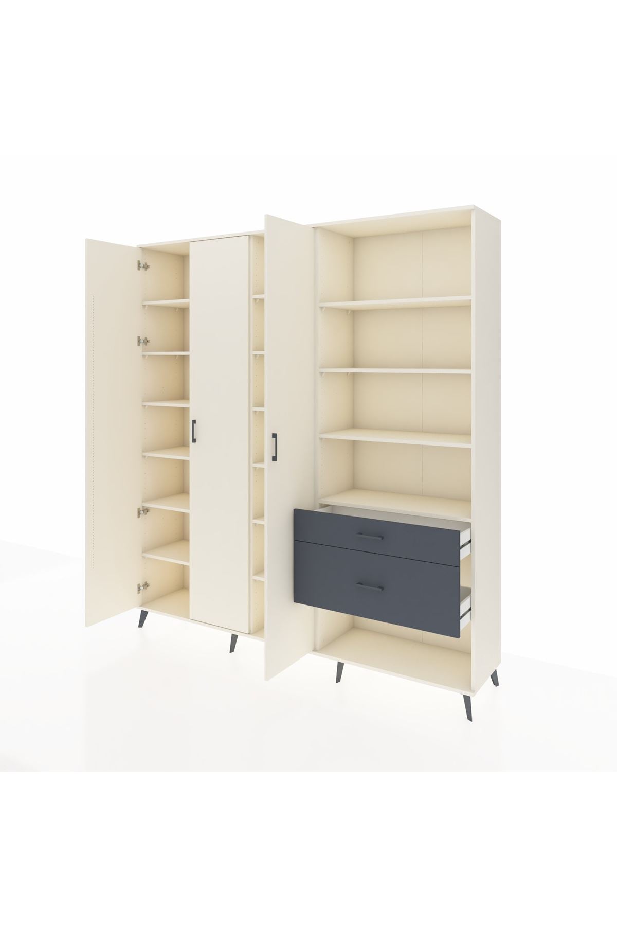 Hyperion Dolap 16 Raflı 2 Çekmeceli 3 Kapaklı 220x44x243 Aytaşı-Aytaşı/Antrasit