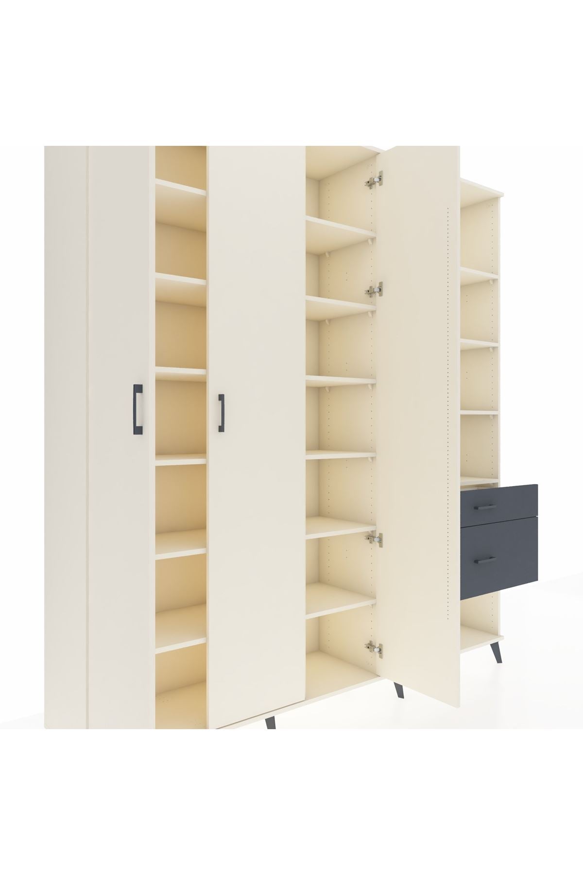 Hyperion Dolap 16 Raflı 2 Çekmeceli 3 Kapaklı 220x44x243 Aytaşı-Aytaşı/Antrasit