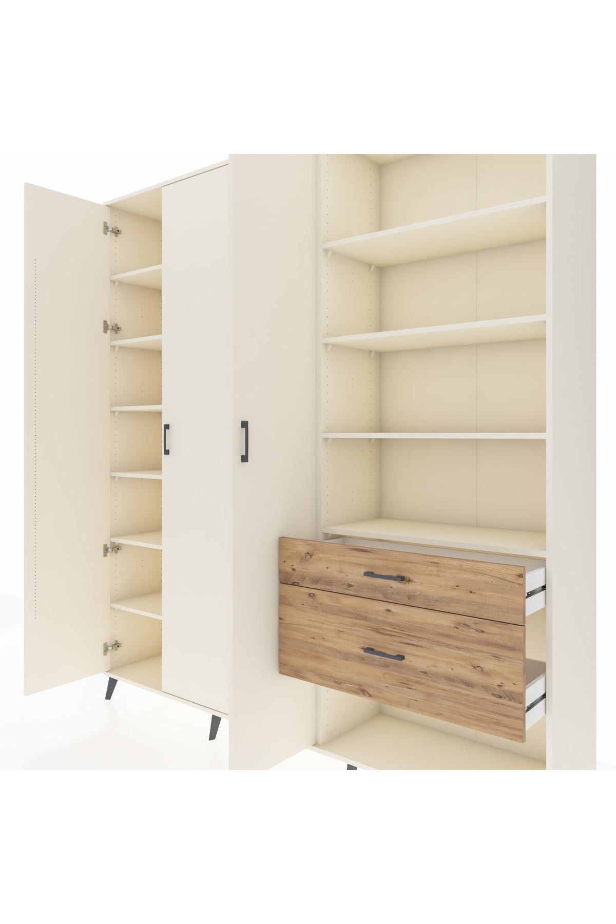 Hyperion Dolap 16 Raflı 2 Çekmeceli 3 Kapaklı 220x44x243 Aytaşı-Aytaşı/Çam