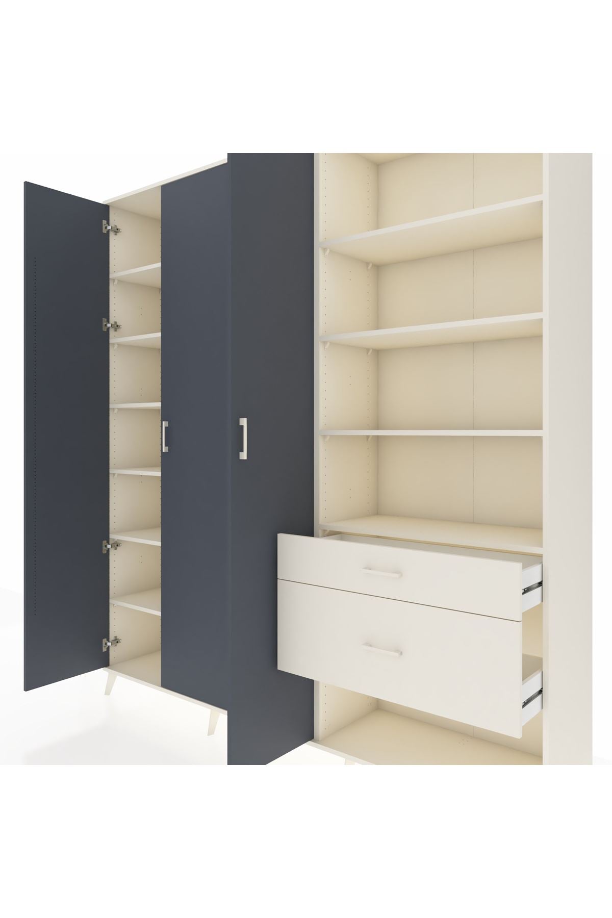 Hyperion Dolap 16 Raflı 2 Çekmeceli 3 Kapaklı 220x44x243 Aytaşı-Antrasit/Aytaşı