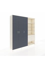 Hyperion Dolap 16 Raflı 2 Çekmeceli 3 Kapaklı 220x44x243 Aytaşı-Antrasit/Aytaşı