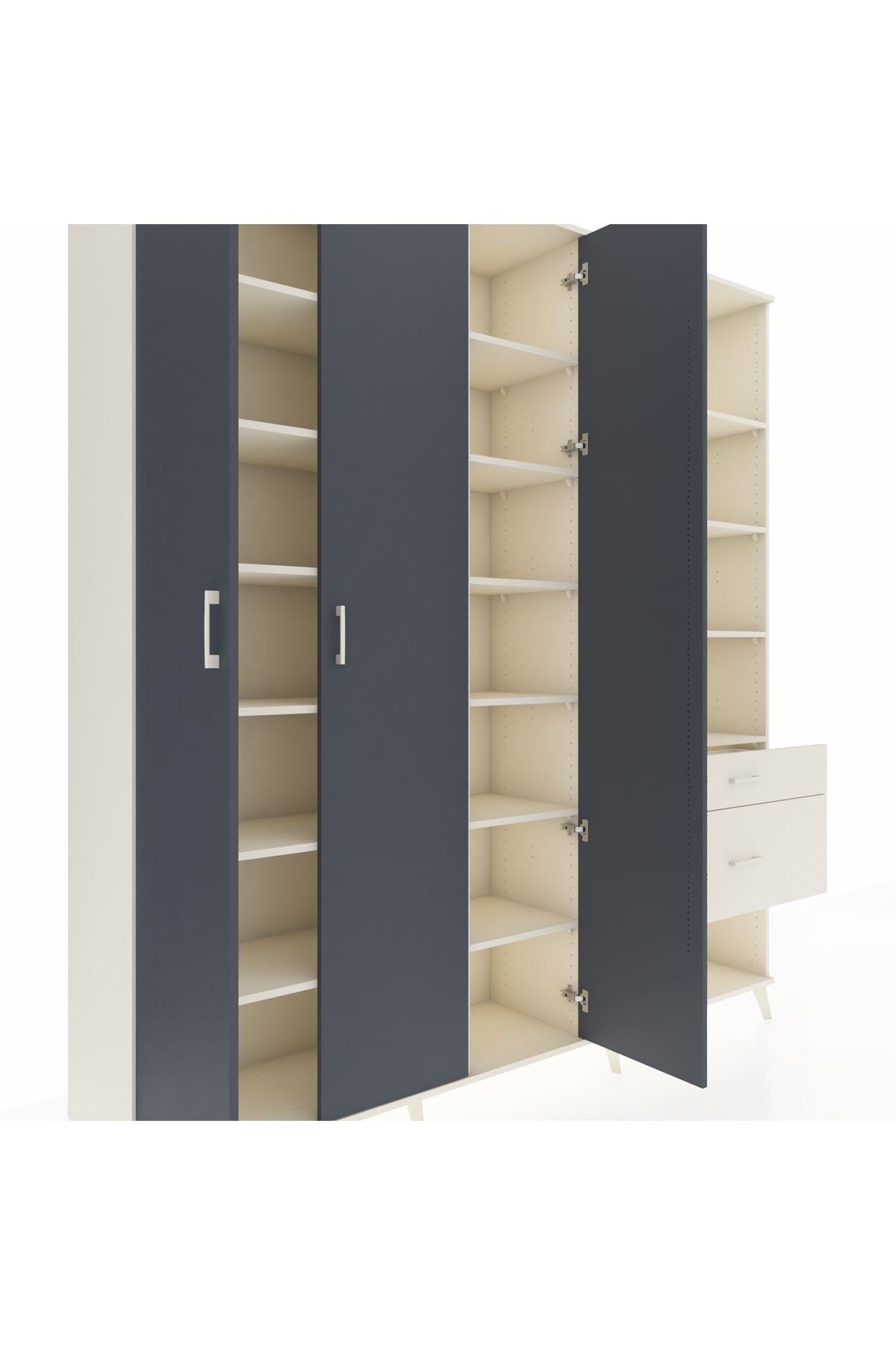 Hyperion Dolap 16 Raflı 2 Çekmeceli 3 Kapaklı 220x44x243 Aytaşı-Antrasit/Aytaşı