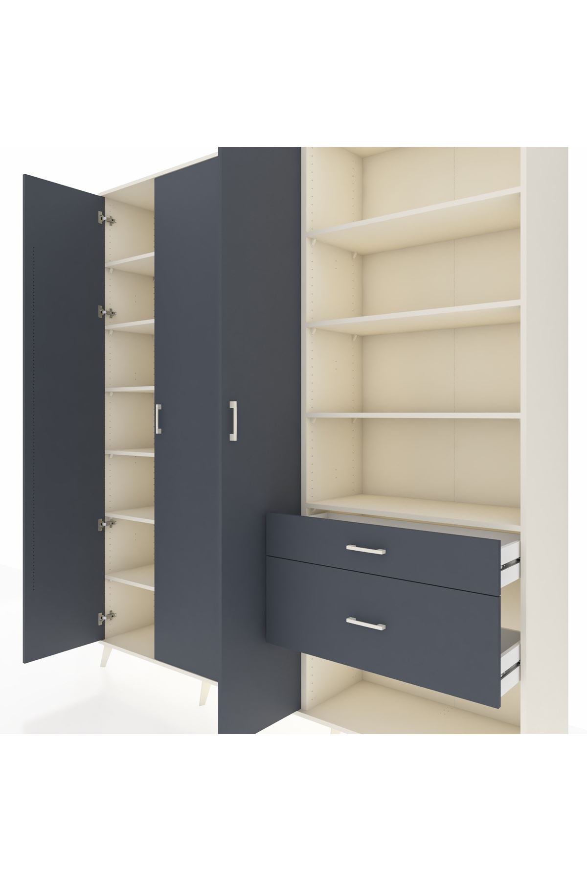 Hyperion Dolap 16 Raflı 2 Çekmeceli 3 Kapaklı 220x44x243 Aytaşı-Antrasit/Antrasit