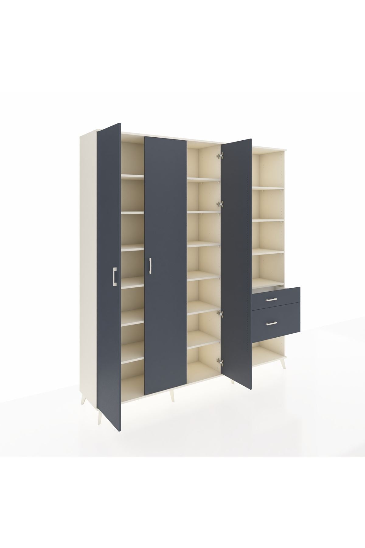 Hyperion Dolap 16 Raflı 2 Çekmeceli 3 Kapaklı 220x44x243 Aytaşı-Antrasit/Antrasit