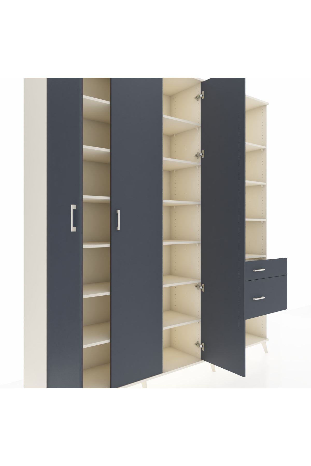 Hyperion Dolap 16 Raflı 2 Çekmeceli 3 Kapaklı 220x44x243 Aytaşı-Antrasit/Antrasit